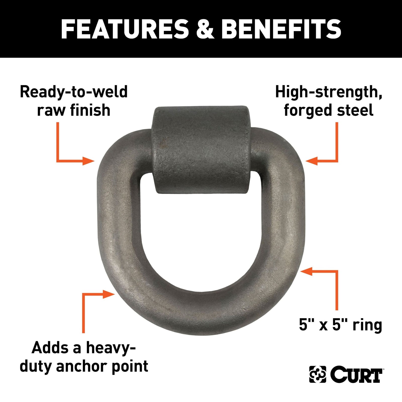 83770 3 x 3-in Weld-On Tie-Down D-Ring (15,587 lbs, Raw Steel) M5D7 - product image 3