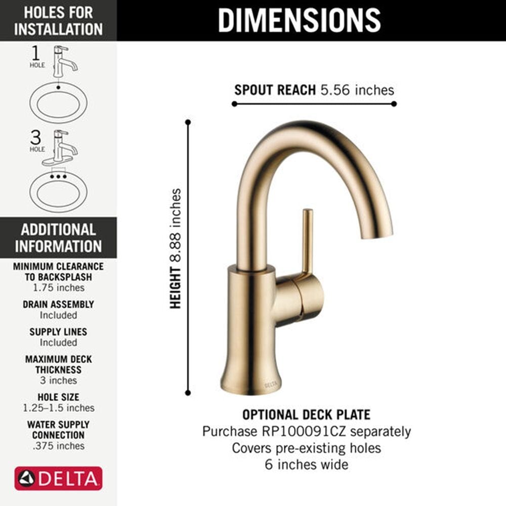1-Handle High-Arc Lavatory Faucet, Champagne Bronze F0I5 - product image 4