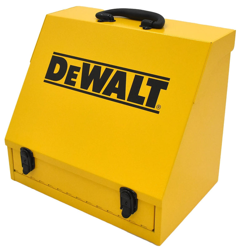 Handheld Steel Shop Tool Box with Lid & Handle, Yellow, 15-in H8B1