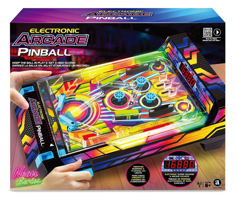 Electronic Arcade Pinball, Vibrating Bumpers and LED Lights, Ages 6+ V7B3