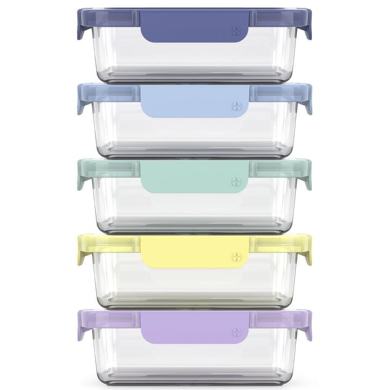 Colour Lock Glass Meal Prep Food Storage Container Set with Leakproof Lids, 10-pc L9L7