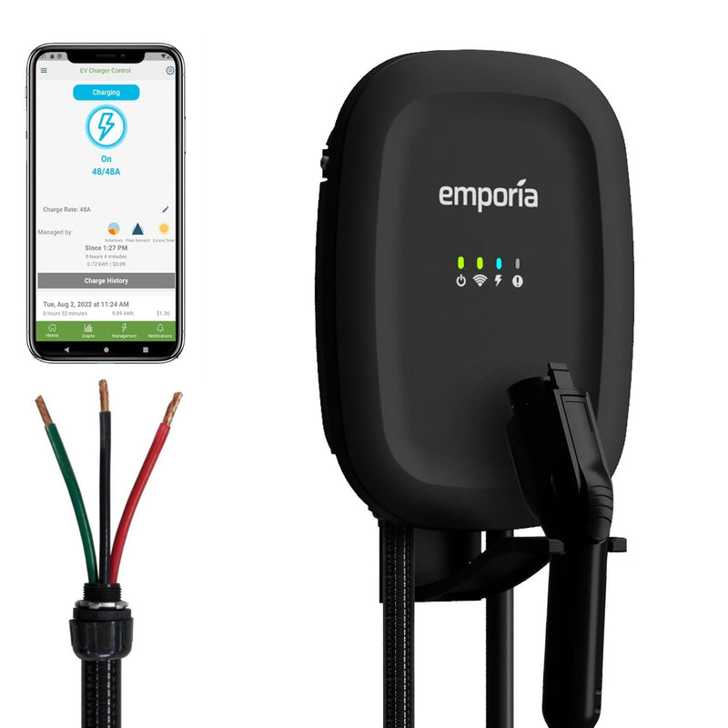 48A Wi-Fi Level 2 Hardwired J1772 EV Charger F4L7