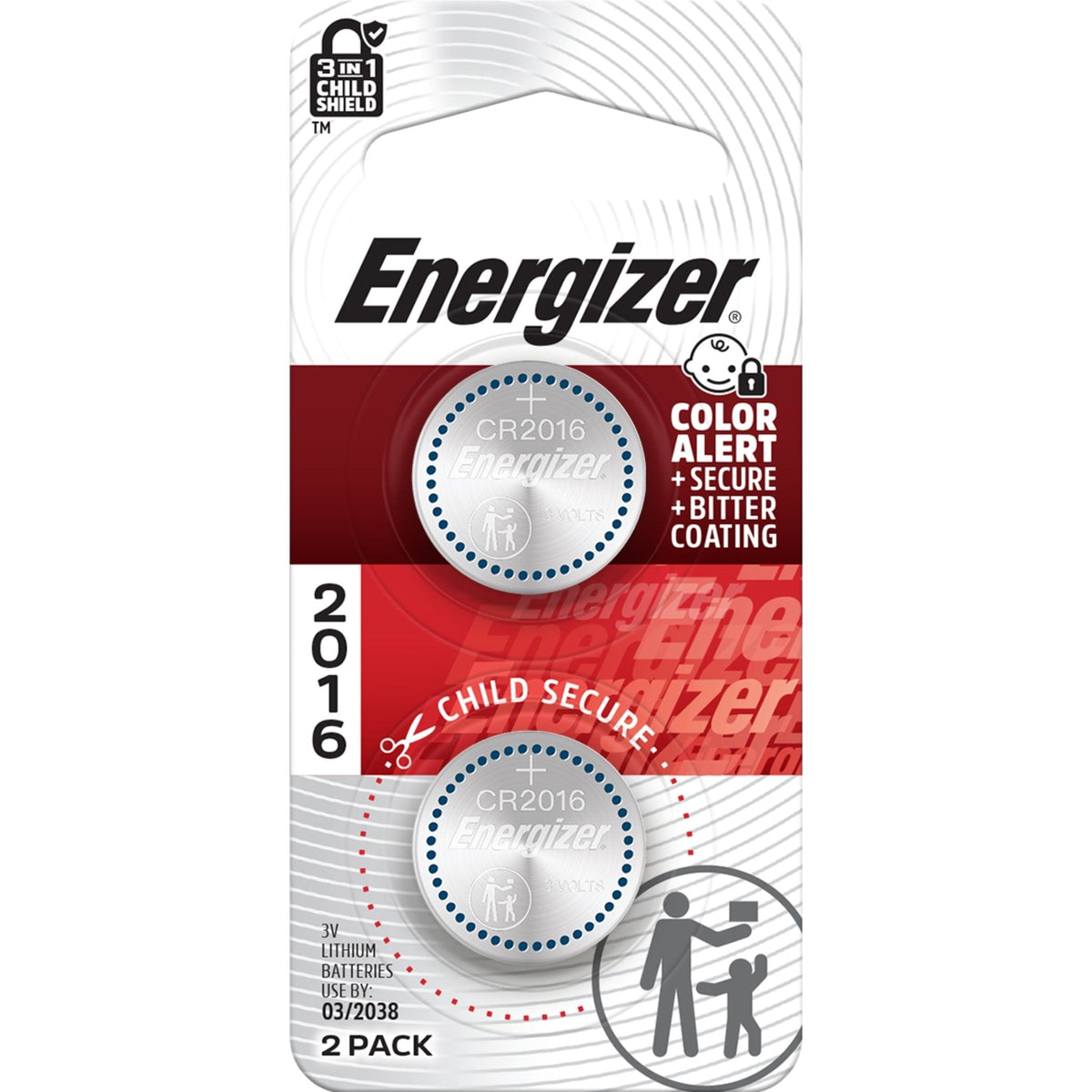 CR2016 3V / 3 Volt Lithium Coin Cell Batteries for Watches & Electronics, 2-pk B3Z1 - product image 1