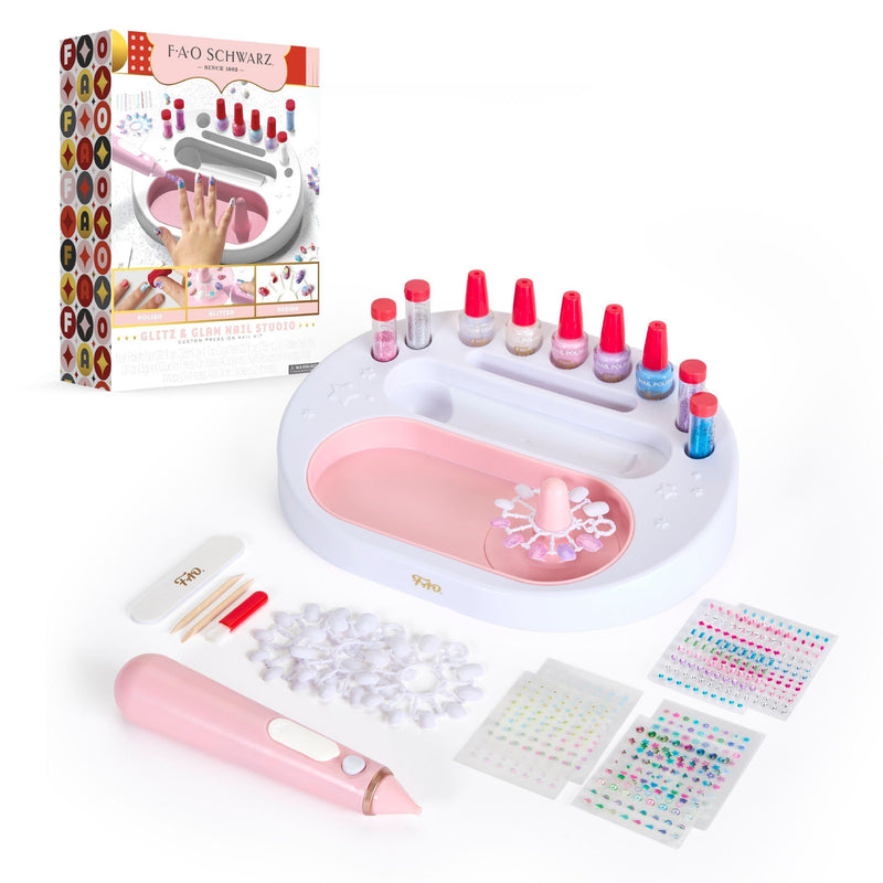Girls Custom Glitter Nail Set, Pink W6H1