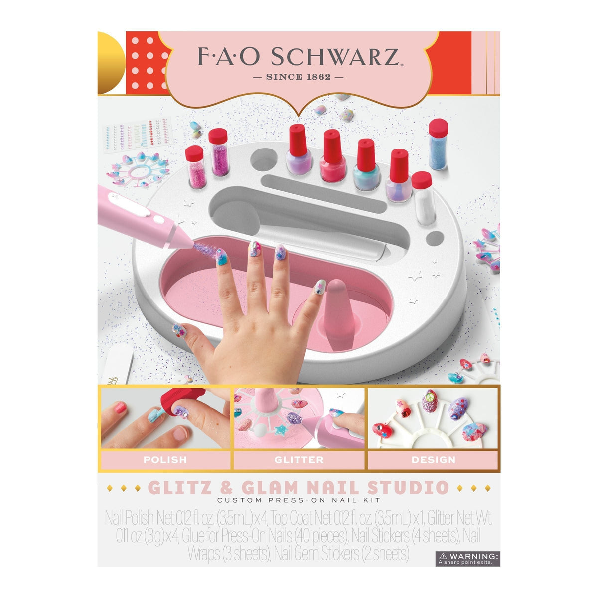 Girls Custom Glitter Nail Set, Pink W6H1 - product image 3