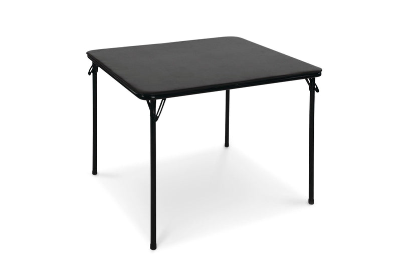 34-in x 34-in Portable Vinyl Top Metal Folding Card Game/Activity Table, Black U6E4