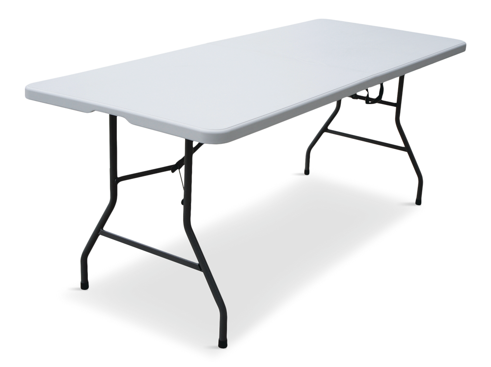 6-ft Portable Indoor/Outdoor Plastic & Metal Folding Table with Handle, White V7B6 - product image 1