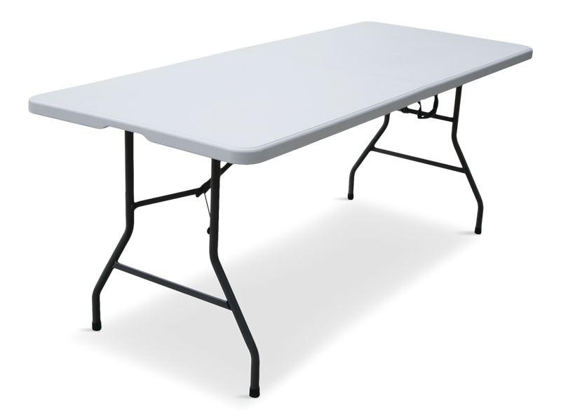6-ft Portable Indoor/Outdoor Plastic & Metal Folding Table with Handle, White V7B6