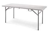 6-ft Portable Plastic & Metal Folding Table with Handle, Grey O8Y9 - product image 1