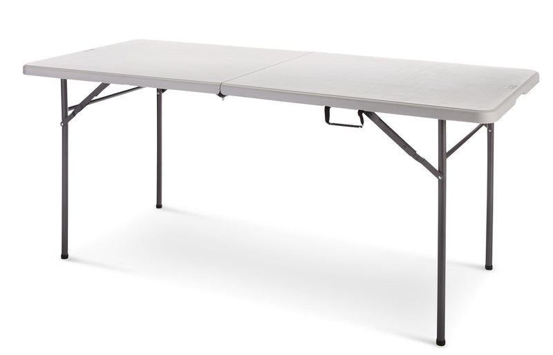 6-ft Portable Plastic & Metal Folding Table with Handle, Grey N9X3