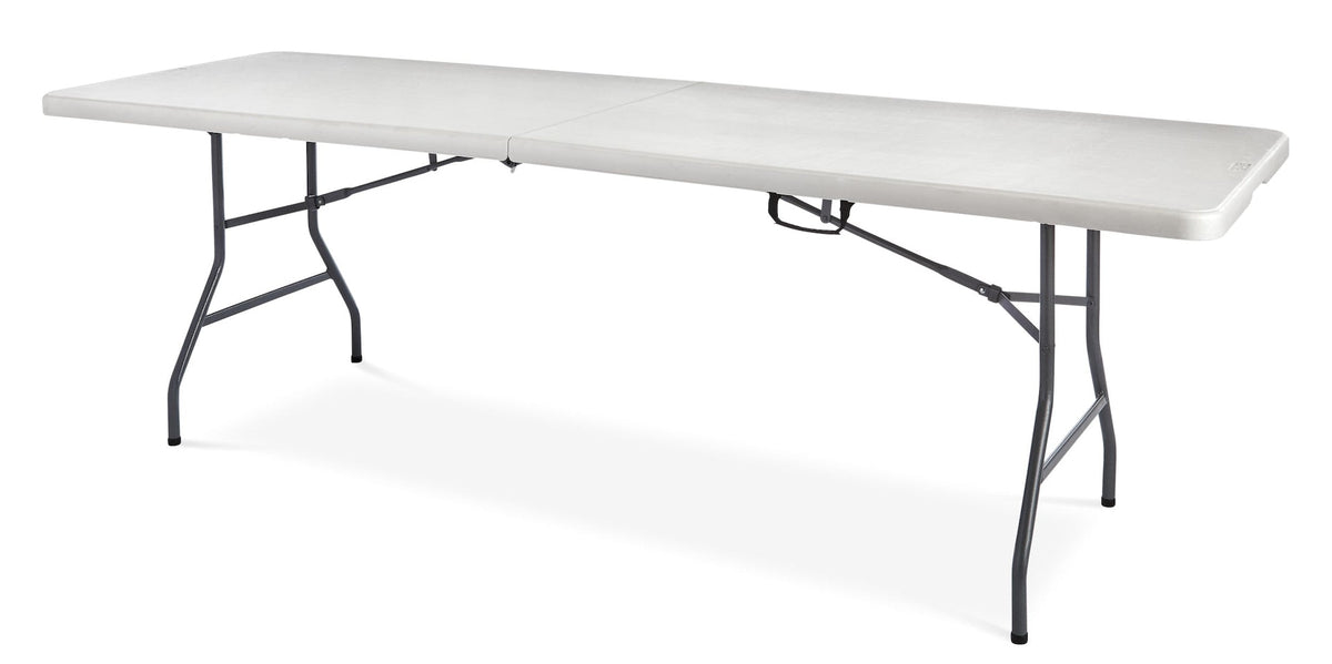 8-ft Portable Plastic & Metal Folding Table with Handle, White J2E7 - product image 1