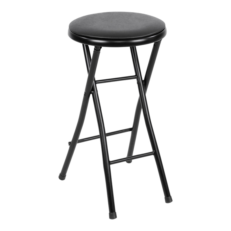 Black Foldable Stool with Vinyl Padding E3D8