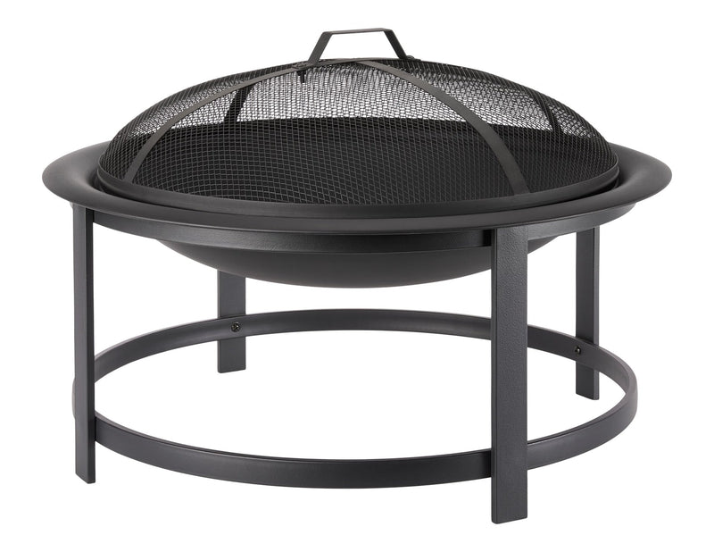 Macaulay Round Outdoor Wood Firepit, 29-1/2-in, Black Q1Q1