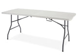 Portable Folding Table with Casters & Handle, 6-ft, White R0W6 - product image 1