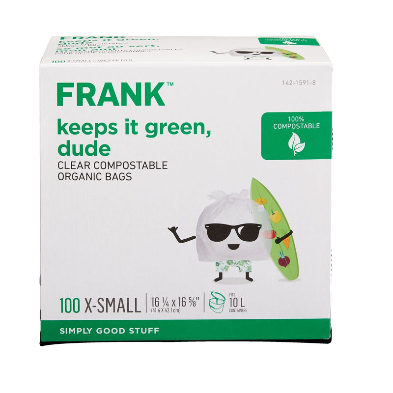 Extra-Small Organic Compostable Food Waste Bags, 100-pk, Clear, 10-L I1G9