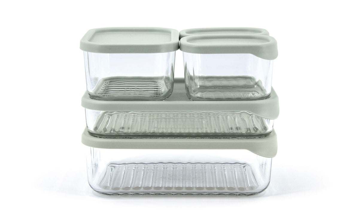 Modular Reusable Glass Fridge Food Storage Container Set with Peel-Off Lid, 5 Count T1N4 - product image 1