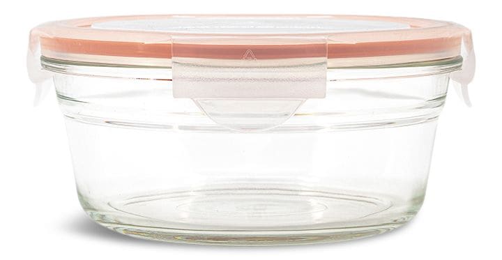 Round Glass Food Storage Container with Leakproof Lid, 850-mL Q5X2