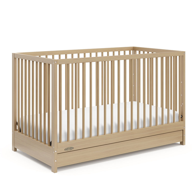 Teddi 4-in-1 Convertible Crib with Drawer, Driftwood F9C9
