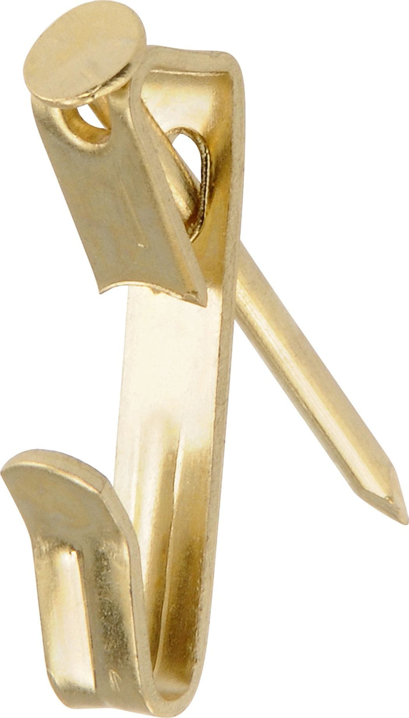 Conventional Picture Hanger, For DrywAll/ Plaster WAll, 30-lb Capacity, Brass Plated, 6-pk E4U8