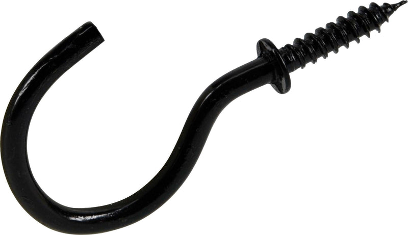 Mug Cup Hook, Half Hook Half Screw, Black, 7/8-in, 8-pk R4G2