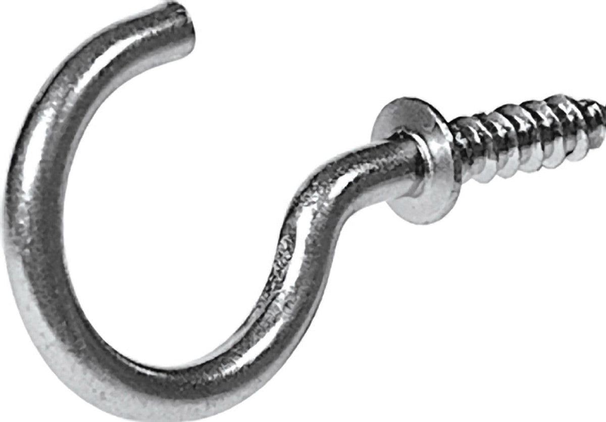 Steel Vinyl Mug Cup Hooks, Screw-In, Nickel-Plated, 7/8-in, 8-pk C8H8 - product image 1