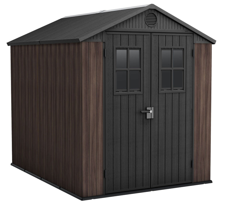 Darwin Resin Outdoor Storage Shed with DecoCoat, Brown, 6-ft x 8-ft Q6Z7