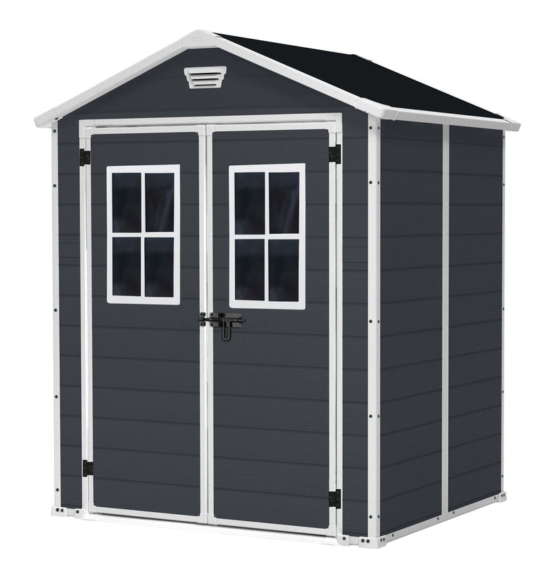 Manor Resin Outdoor Storage Shed with Fixed Window, Grey, 6-ft x 5-ft O5T2