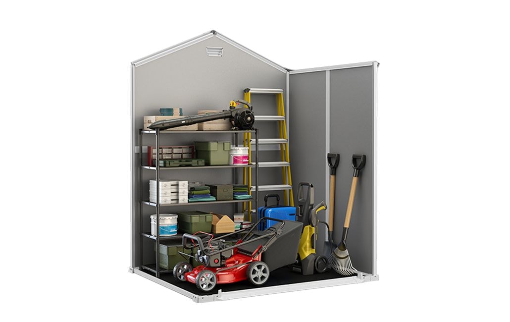 Manor Resin Outdoor Storage Shed with Fixed Window, Grey, 6-ft x 5-ft O5T2 - product image 2