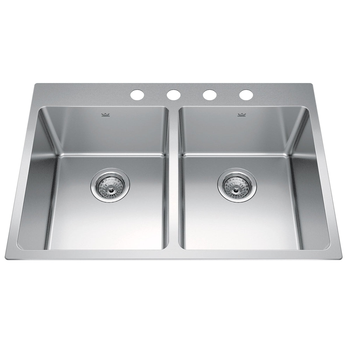 Brookmore Drop In Double Bowl 4-Hole Kitchen Sink, 30.8-in x 20.9-in x 9-in, Stainless Steel E0C3 - product image 1