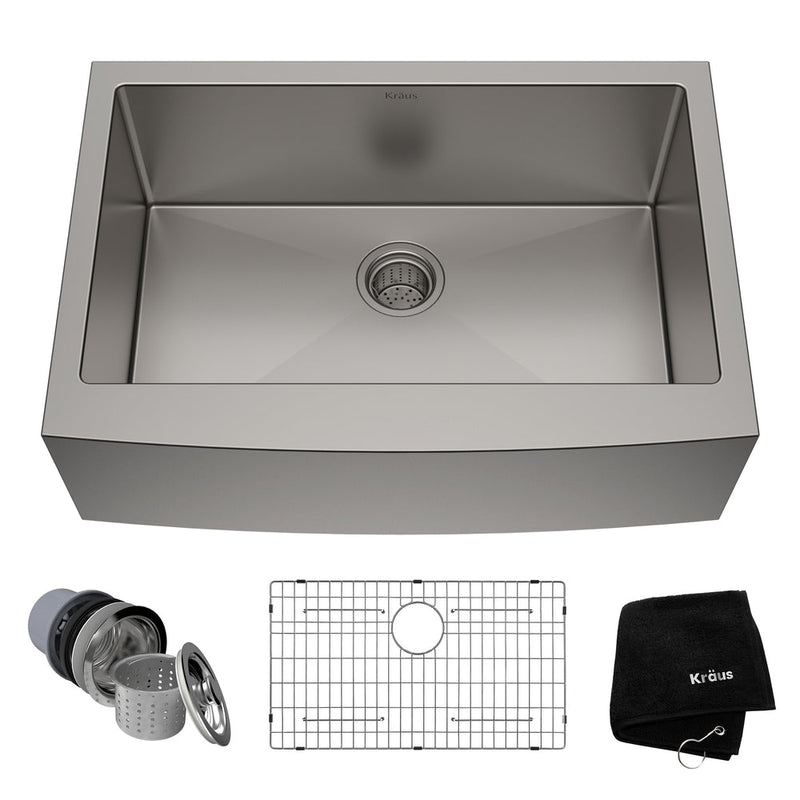 Standard PRO Apron Front Farmhouse Stainless Steel Single Bowl Kitchen Sink, 30x21x10-in Z9G5