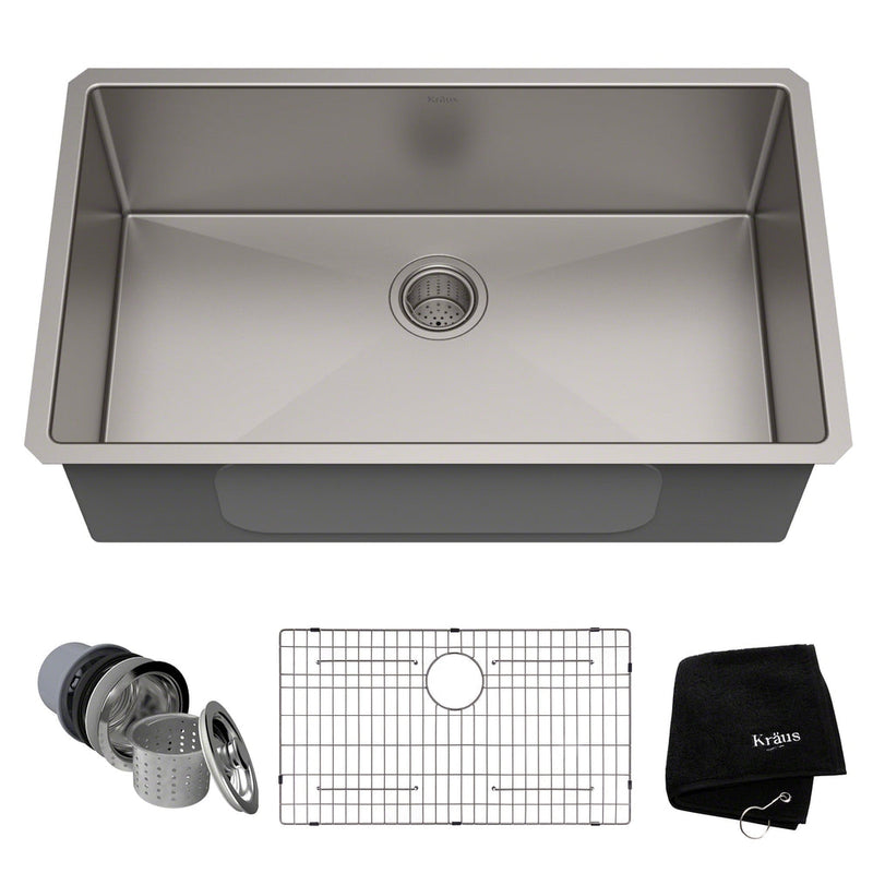 Standard PRO Undermount Stainless Steel Single Bowl Kitchen Sink, 32x19x10-in N1K4