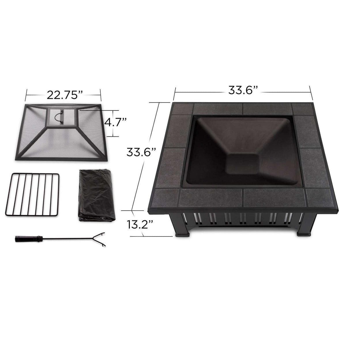 Square Wood Burning Fire Pit in Black, 34-in L6F2 - product image 5