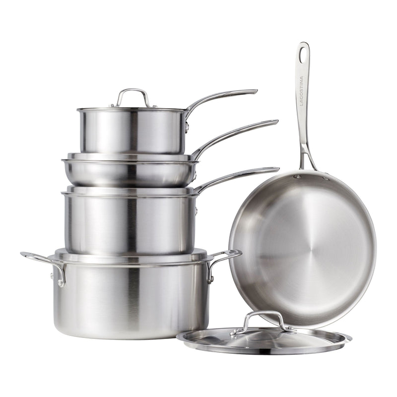 3-Ply Commercial Clad Cookware Set, 10-pc N9U8