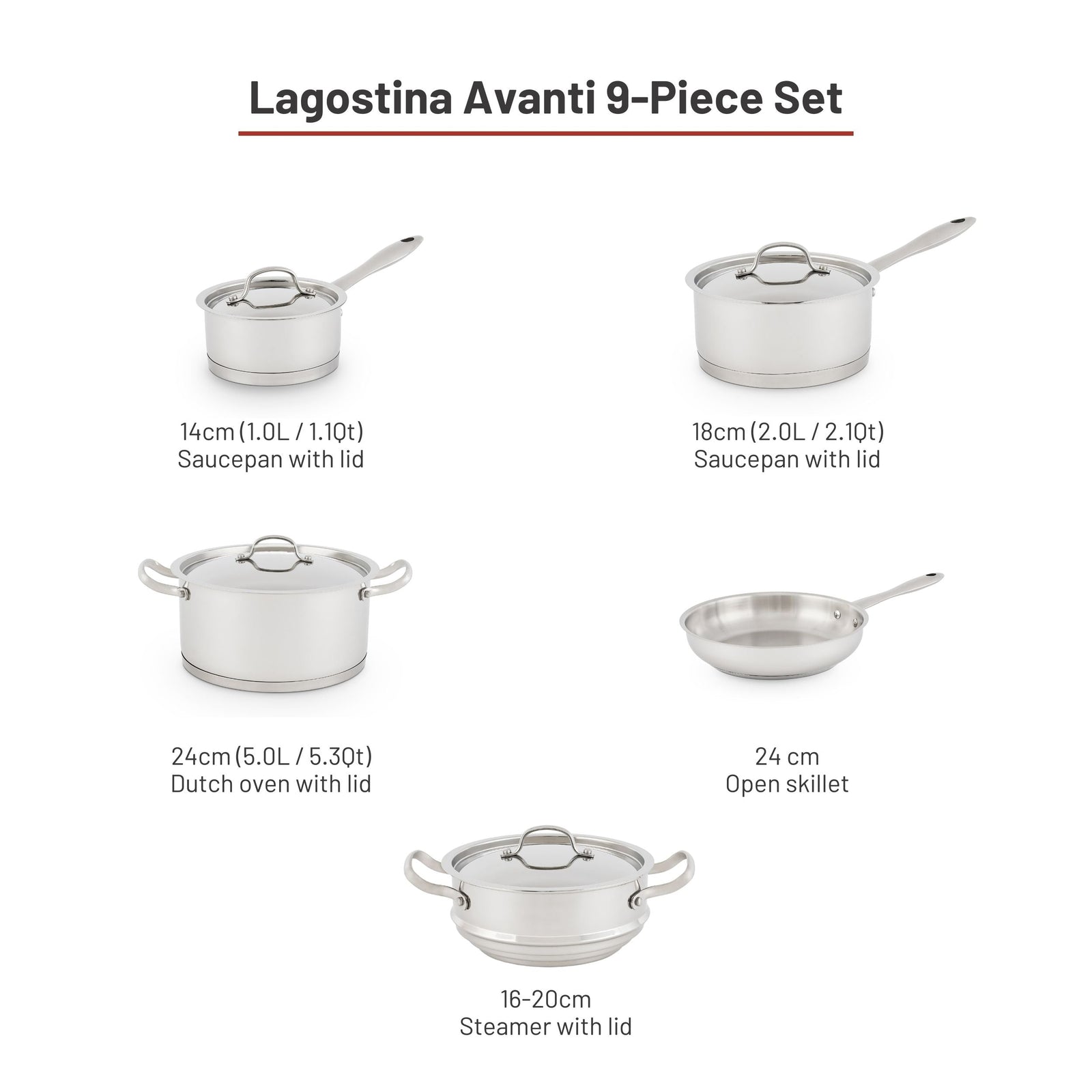 Avanti Stainless Steel Cookware Set, 9-pc M0S7 - product image 3