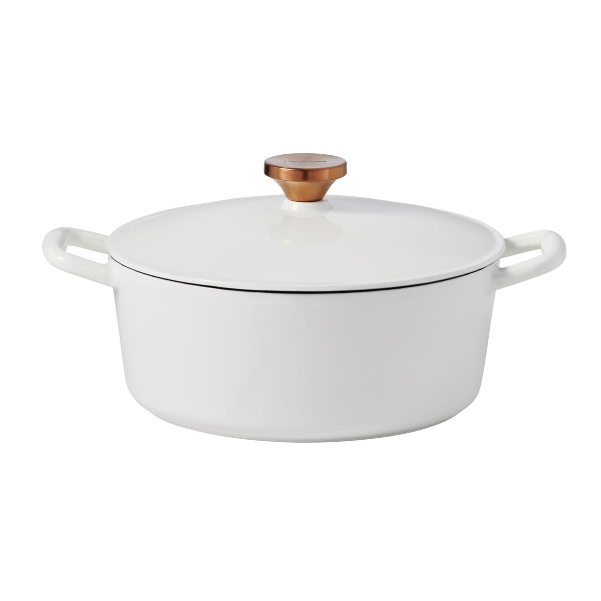 Tuscan Collection Round Casserole Dish, Enamelled Cast Iron, White, 7-qt M5Y0 - product image 1