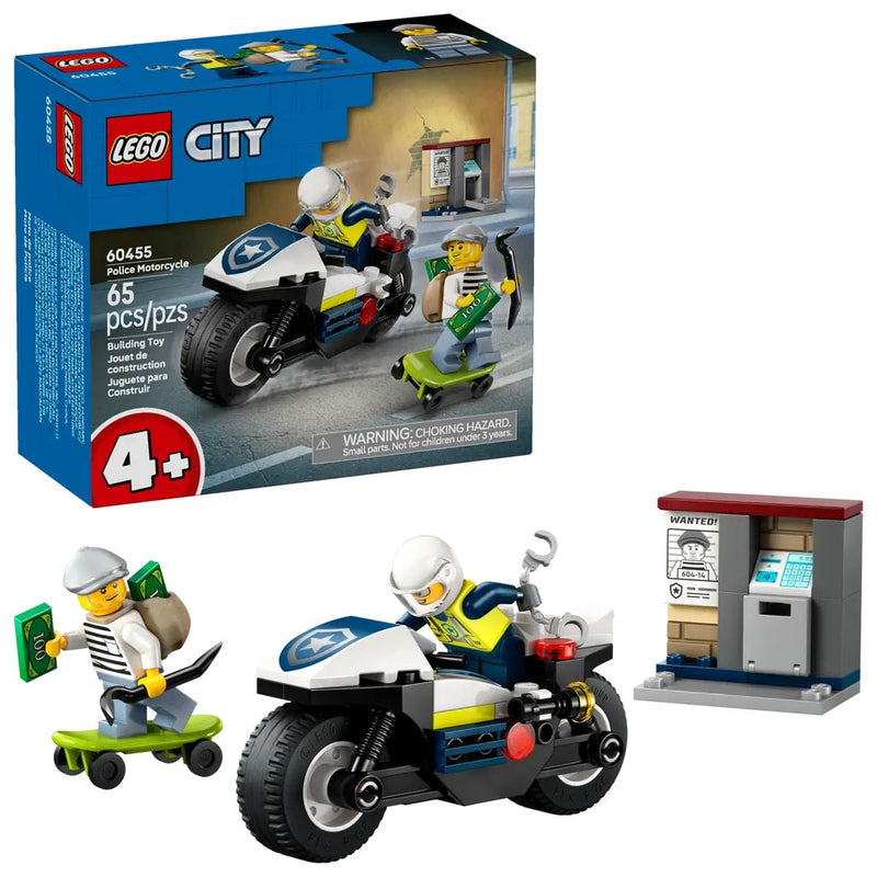 City Police Motorcycle Chase - 60455, 65-pcs, Ages 4+ D3Y7