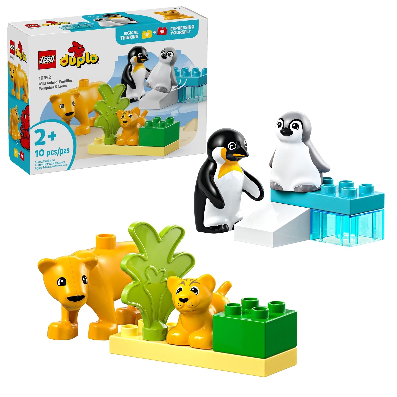 DUPLO Wild Animal Families: Penguins & Lions Toy Building Set - 10442, 10-pcs, Ages 2+ G2W6 - product image 1