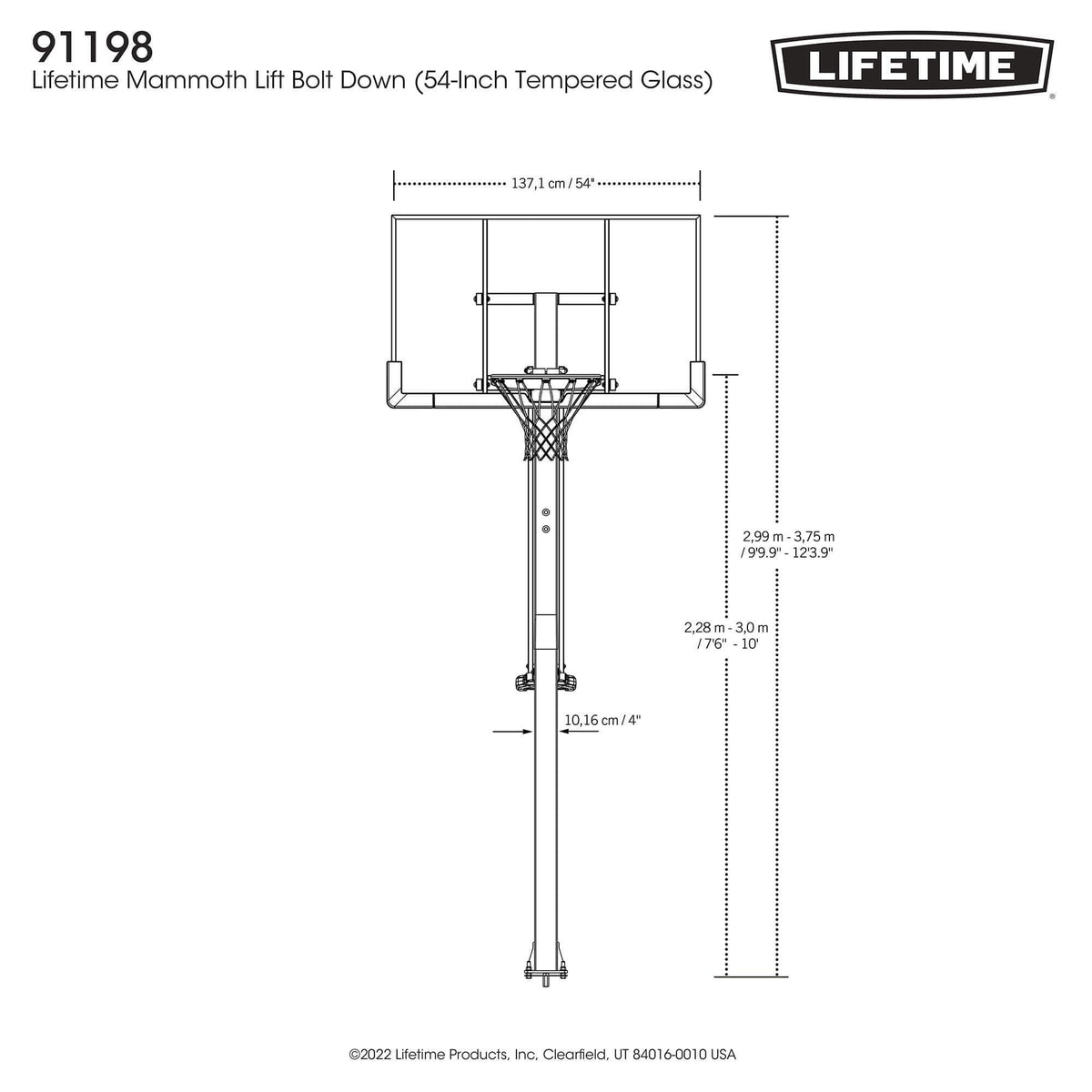 Portable Adjustable In-Ground Mammoth Bolt Down Outdoor Basketball Hoop, 54-in T5O8 - product image 7