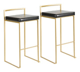 Fuji Stackable PU Leather Counter/Bar Stools (2-Piece Set), Gold/Black P4I8 - product image 1