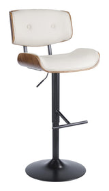 Lombardi PU Leather Swivel Counter/Bar Stool Adjustable Height, Walnut/Cream O4O7 - product image 1