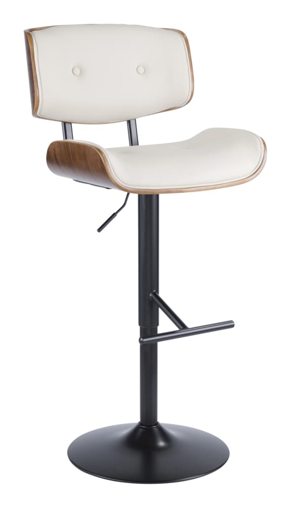 Lombardi PU Leather Swivel Counter/Bar Stool Adjustable Height, Walnut/Cream O4O7 - product image 1