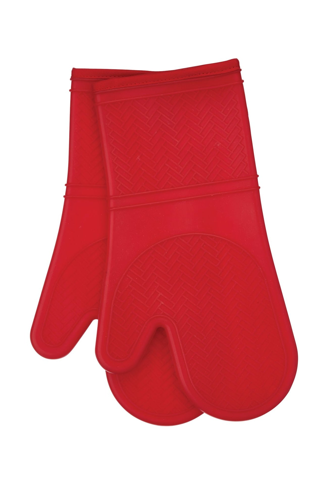 2pc Silicone Oven Mitt Set, Non-Slip Grip, Red F6Y1 - product image 1