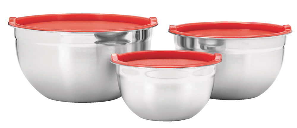 Stainless Steel Mixing Bowls with Plastic Lids, 3-pk S1C0 - product image 1