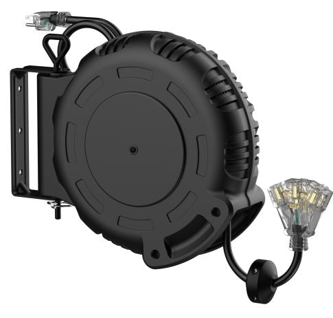 40-ft Retractable Black Extension Cord Reel with Swivel Mount O4N6