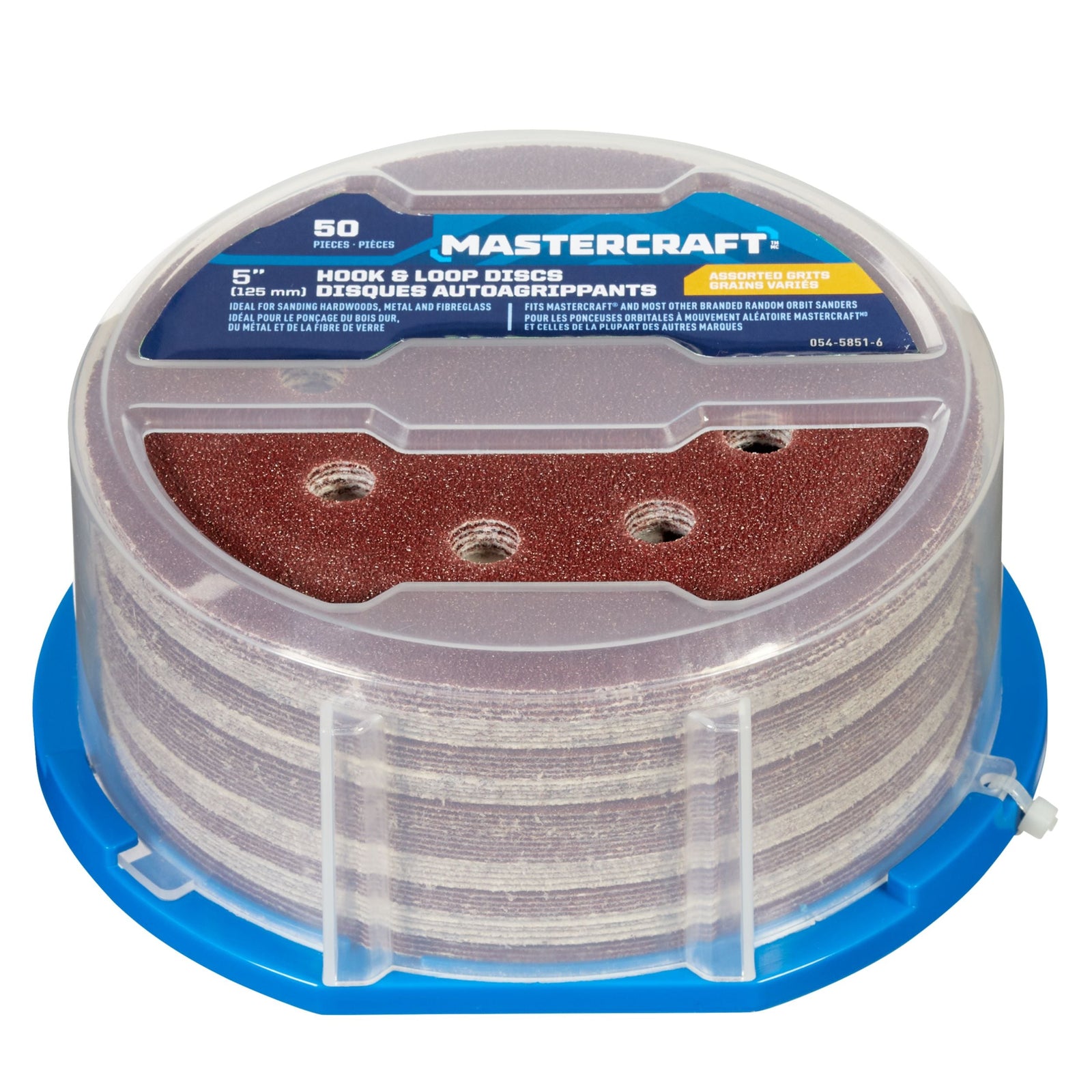 5-in Assorted Grit Hook & Loop Aluminum Oxide 8-Hole Sanding Disc Set for Wood, Metal, 50-pc T5B3 - product image 1