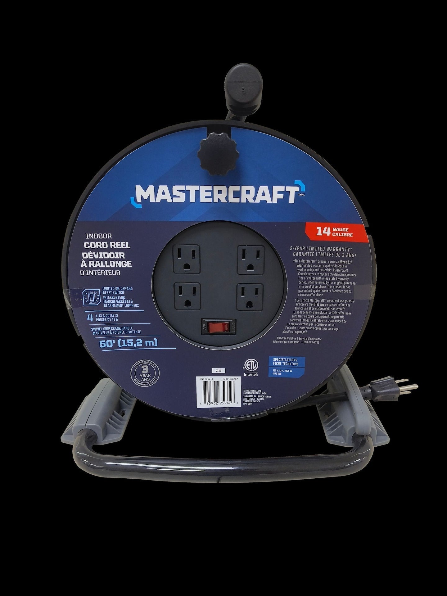 50-ft 14-Gauge Black Cord Reel with Stand S0Q9 - product image 4