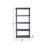 Adjustable 5-Shelf Resin/Plastic Storage Rack/Shelving Unit, 36 x 18 x 72-in G7E2 - product image 8