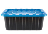 Heavy Duty Stackable Storage Box with Lid, 70-L, Black/Blue X9D1 - product image 1