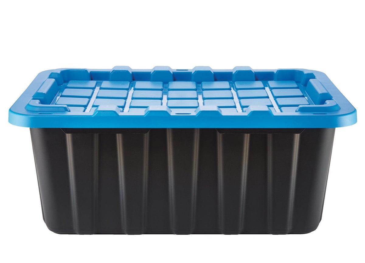 Heavy Duty Stackable Storage Box with Lid, 70-L, Black/Blue X9D1 - product image 1