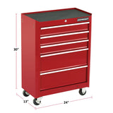 Rolling Tools Storage Cabinet with 5 Drawers, Deep Red, 24-in W5K6 - product image 8